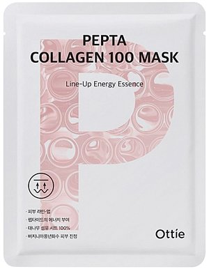 Ottie~Увлажняющая тканевая маска с пептидами и коллагеном~Pepta Collagen 100 Mask
